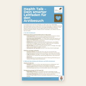 Erste Seite des Handouts Health Talk: Dein smarter Leitfaden für den Arztbesuch